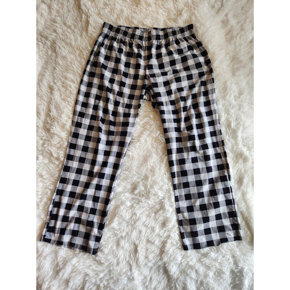 Calvin Klein Sleepwear Buffalo Check Pajama Pants Black White XL